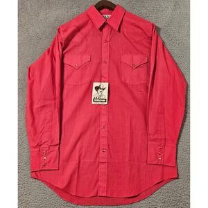 Ely Cattleman Men Cotton Pink 15.5 - 33 Pearl Snap Shirt Long Sleeve Western NWT